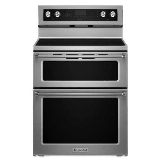 KitchenAid Electric Double Oven Range, Smooth Top, Stainless Steel - YKFED500ESS