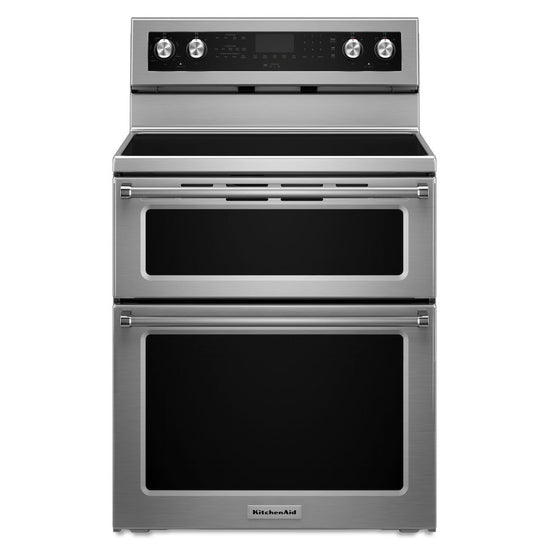 KitchenAid Electric Double Oven Range, Smooth Top, Stainless Steel - YKFED500ESS