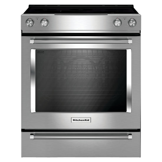 KitchenAid 30 Inch Slide-In Electric Range, Stainless Steel - YKSEB900ESS