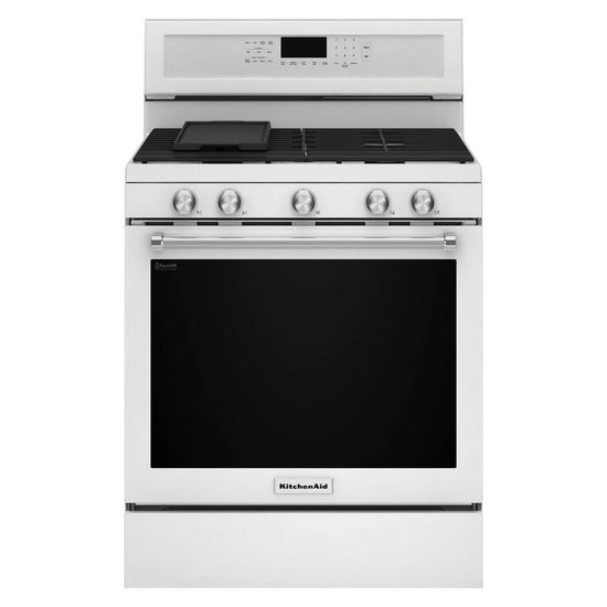 KitchenAid Gas Range with AquaLift Self-Cleaning Technology and Convection Oven - KFGG500EWH