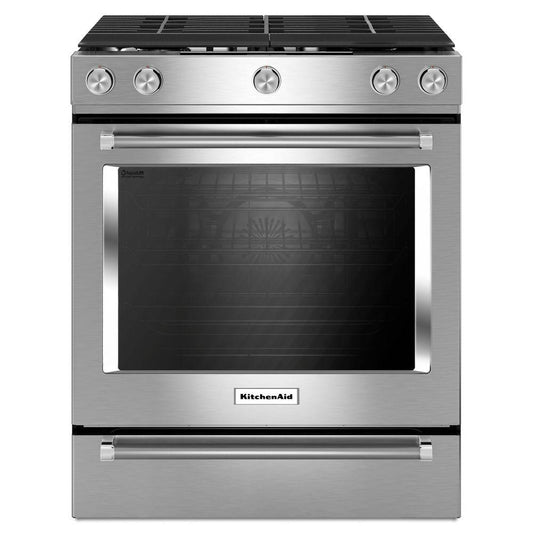 KitchenAid Slide-In Gas Range with Convection Oven, Stainless Steel - KSGG700ESS
