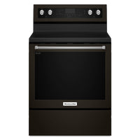KitchenAid 30 Inch Freestanding Electric Convection Range, Black Stainless - YKFEG500EBS
