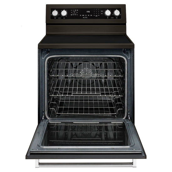 KitchenAid 6.4 Cu. Ft. Electric Range with AquaLift and Self-Clean, Black Stainless Steel - YKFEG500EBS