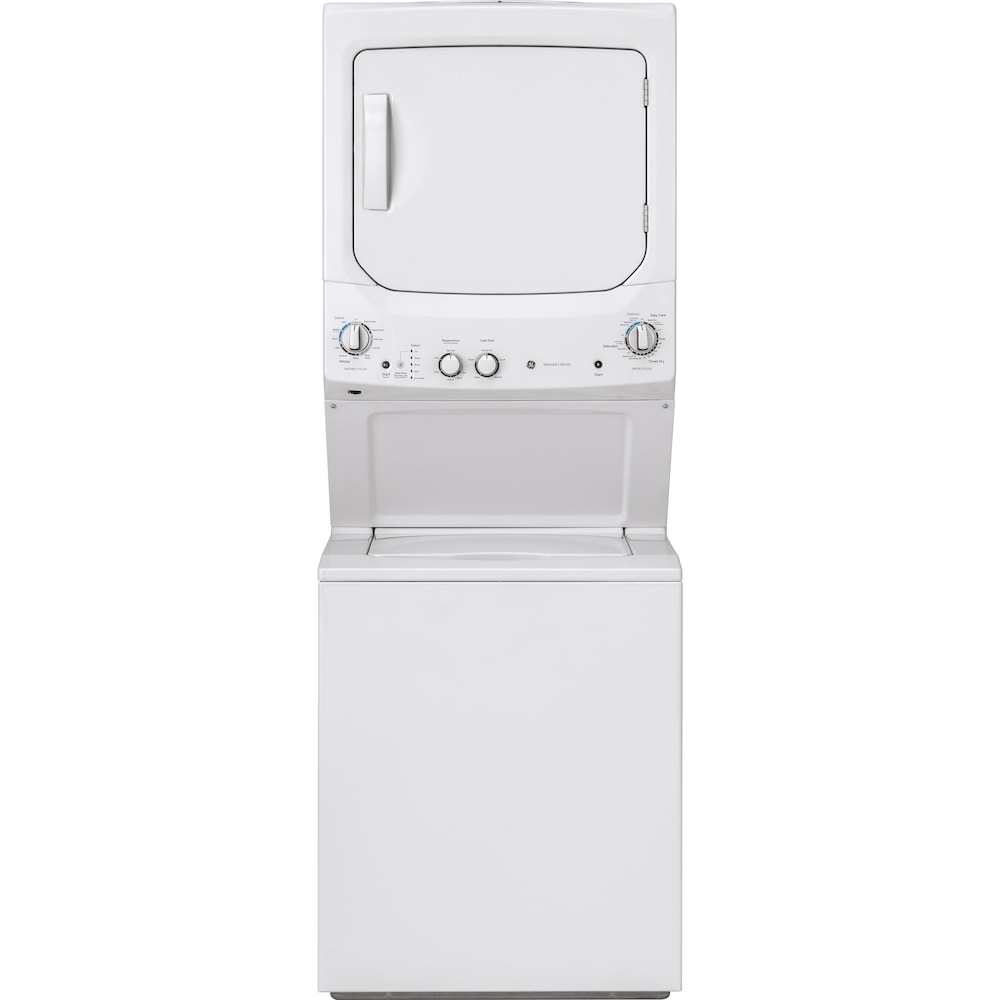 GE 24-Inch 2.6 Cu. Ft. Unitized Apartment Size Stacked Washer and 4.4 Cu. Ft. Dryer Laundry Centre in White - GUD24ESMMWW