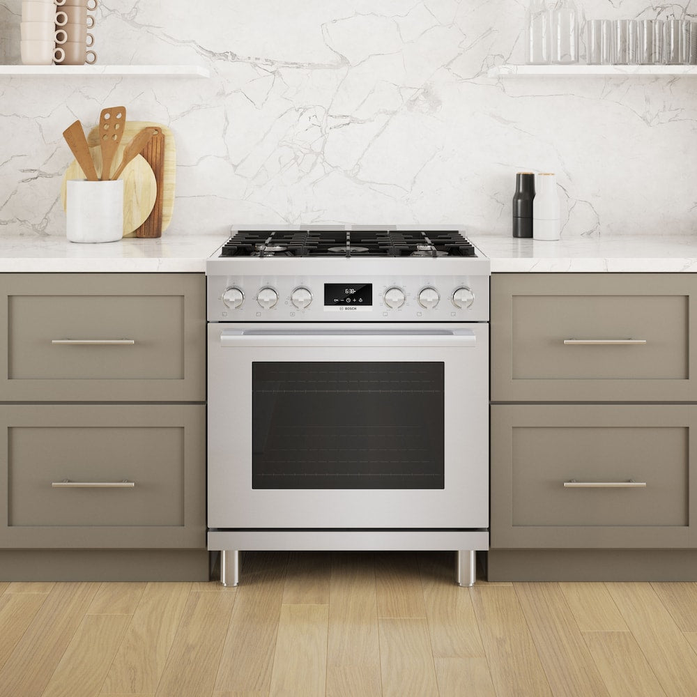 BOSCH 800 SERIES INDUSTRIAL STYLE FREE-STANDING DUAL FUEL RANGE, STAINLESS STEEL - HDS8055C