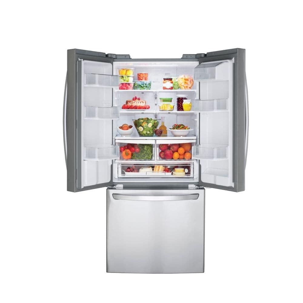 LG 30-Inch, 22 cu. ft. French Door Refrigerator with Water and Ice Dispenser - Stainless Steel - LRFWS2200S