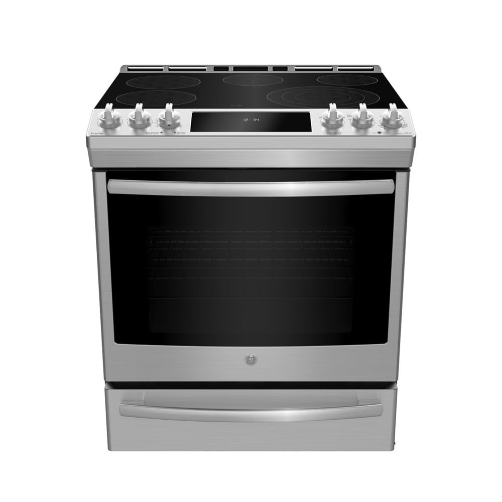 Profile 30-inch Slide-In Electric Range w/ True Convection and WiFi in Fingerprint Resistant Stainless Steel - PCS940YMFS