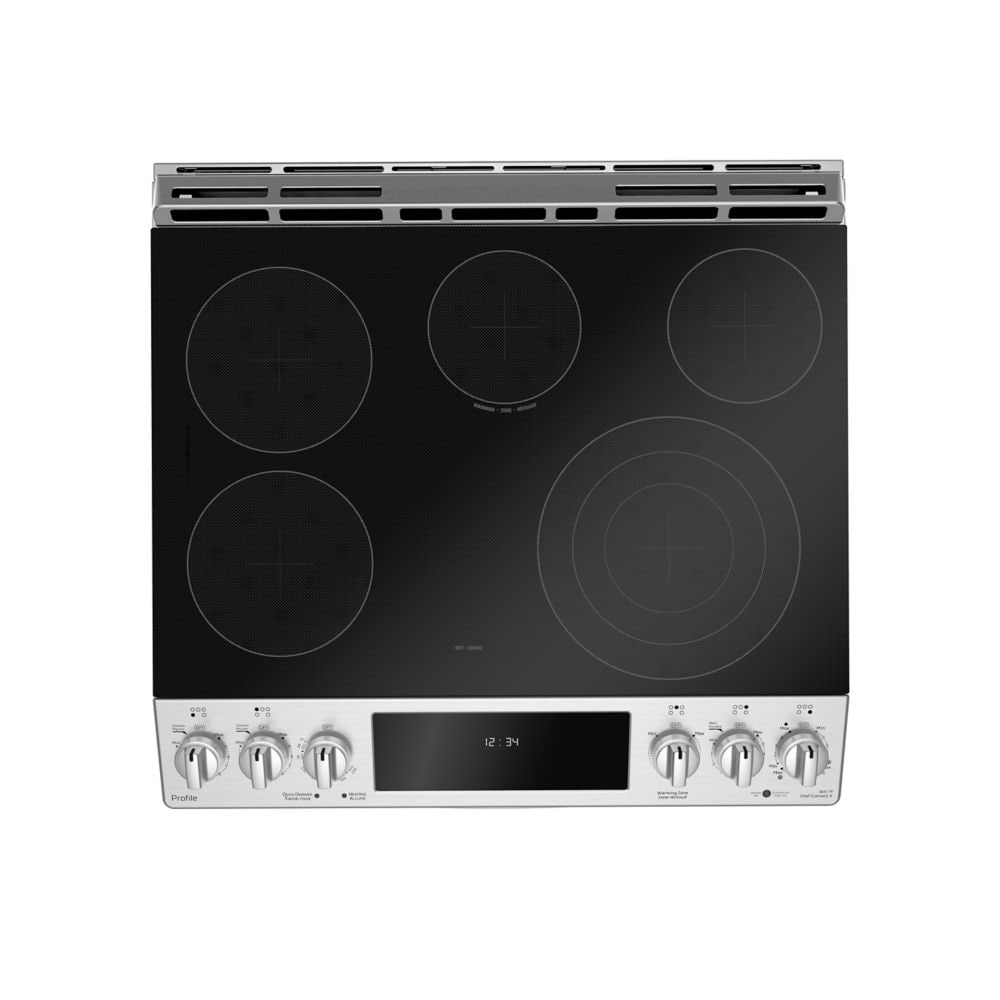 Profile 30-inch Slide-In Electric Range w/ True Convection and WiFi in Fingerprint Resistant Stainless Steel - PCS940YMFS