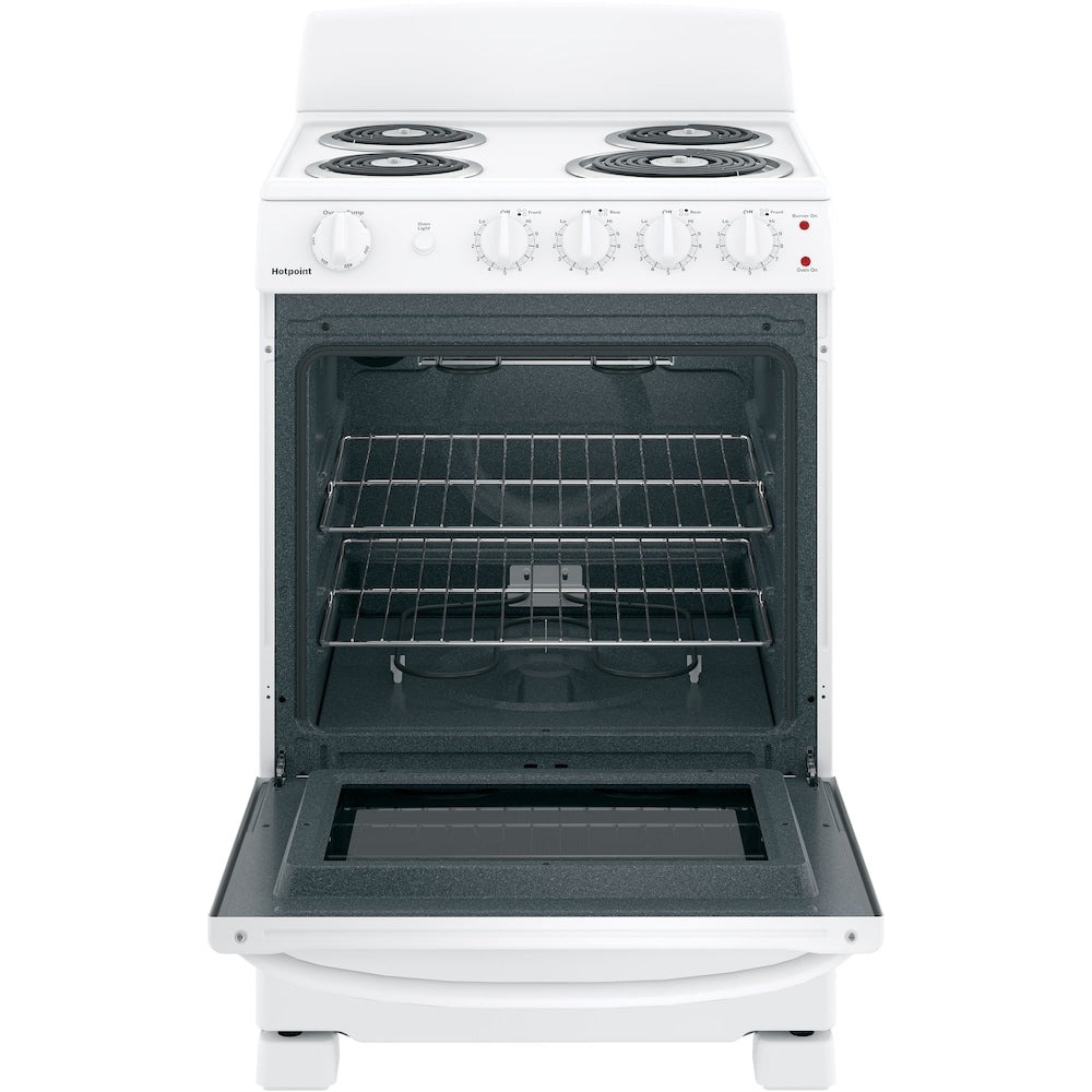 GE 24 IN. 3.0 CU.FT. WHITE FREESTANDING ELECTRIC RANGE WITH FRONT LOCATION CONTROLS - JCAS300DMWW