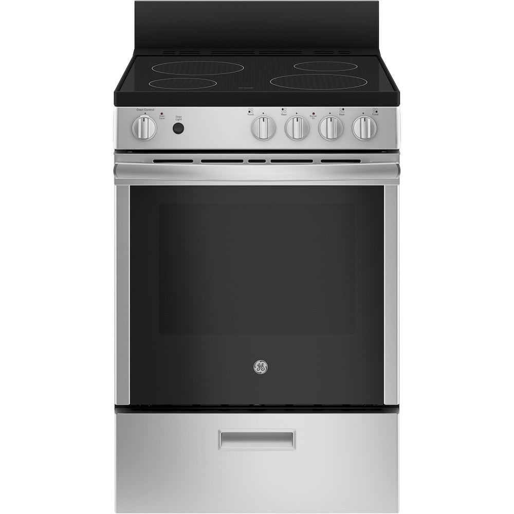 GE 24" Electric Slide-In Range with Storage Drawer Stainless Steel - JCAS640RMSS