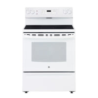 GE 30 Inch Freestanding Electric Range with 5.0 Cu. Ft. Capacity, White - JCBS630DKWW