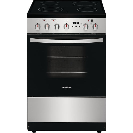 FRIGIDAIRE 24 IN 1.9 CU FT. STAINLESS STEEL ELECTRIC 4-BURNER RANGE WITH CONVECTION BAKE - FCFE242CAS