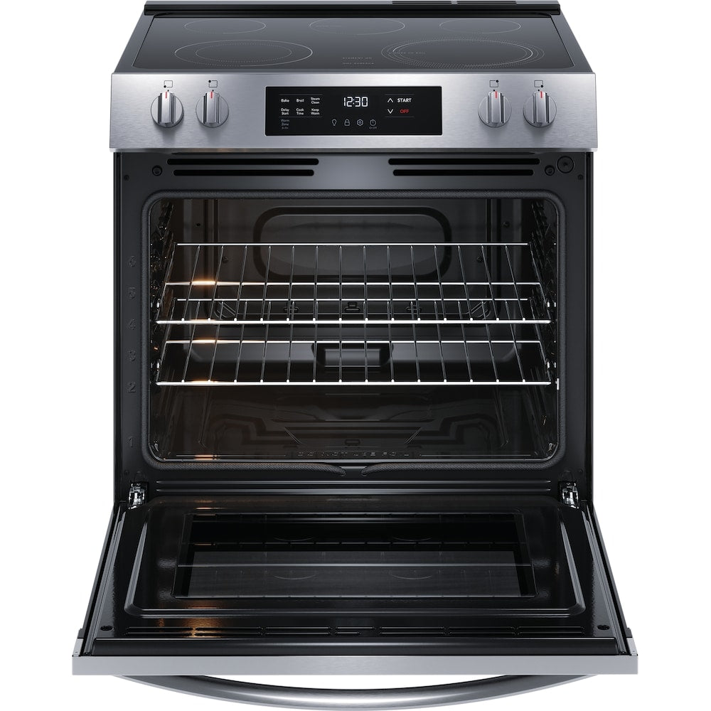 Frigidaire 30-inch 5.3 cu. ft. Front Control Slide-In Electric Range in Stainless Steel - FCFE306CAS