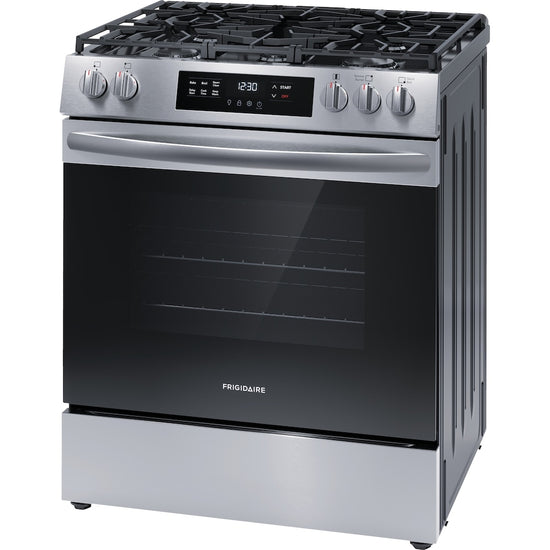 Frigidaire 30 in. 5 Burner Front Control Gas Range with Steam Clean, Stainless Steel - FCFG3062AS