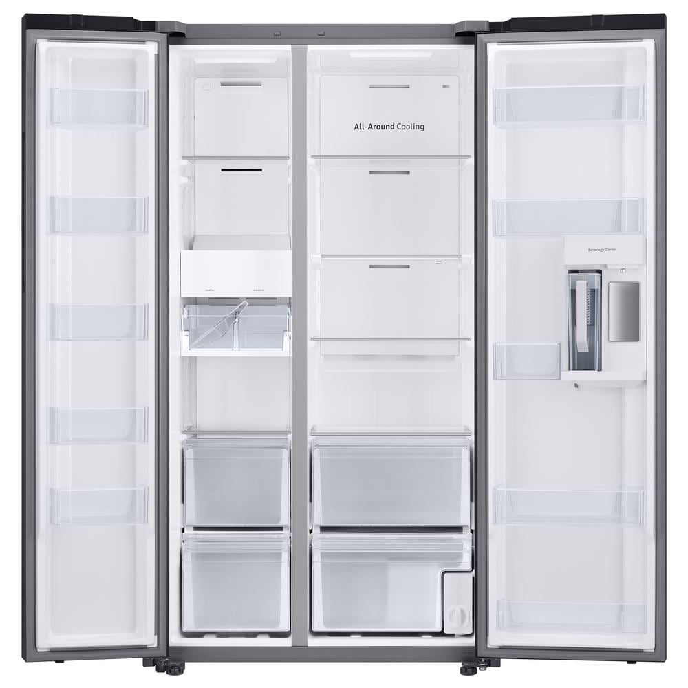 SAMSUNG BESPOKE 36-INCH 22.6 CU. FT. SIDE BY SIDE REFRIGERATOR WITH INTERNAL BEVERAGE CENTER IN WHITE GLASS - RS23CB760012