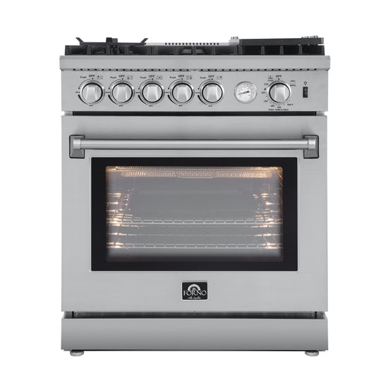 Forno Lazio 30 Inch Gas Range with 4.32 cu. ft. Oven, Stainless Steel - FFSGS6276-30