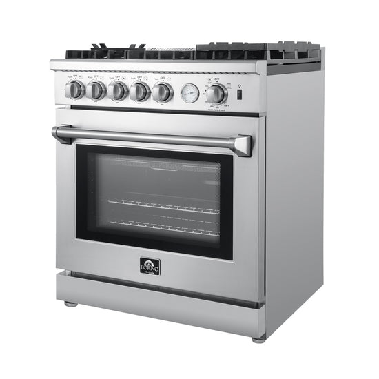 Forno Lazio 30 Inch Gas Range with 4.32 cu. ft. Oven, Stainless Steel - FFSGS6276-30
