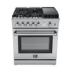 Forno Lazio 30 Inch Gas Range with 4.32 cu. ft. Oven, Stainless Steel - FFSGS6276-30