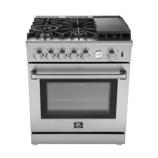 Forno Lazio 30 Inch Gas Range with 4.32 cu. ft. Oven, Stainless Steel - FFSGS6276-30