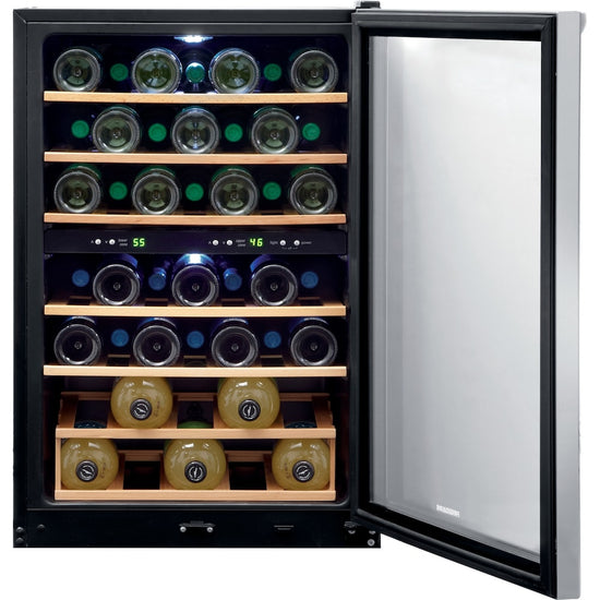 Frigidaire 21.5 Inch 45-Bottle Dual Zone Freestanding Wine Cooler - FRWW4543AS