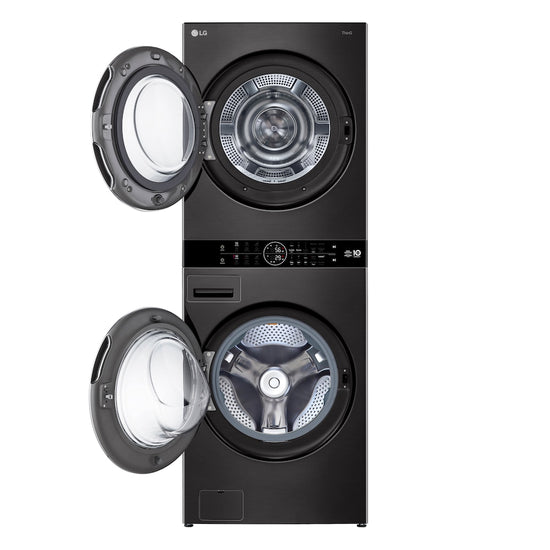 LG WashTower Laundry Center, 5.0 cu. ft Washer & 7.8 cu. ft Ventless Heat Pump Dryer, Black Steel - WKHC252HBA