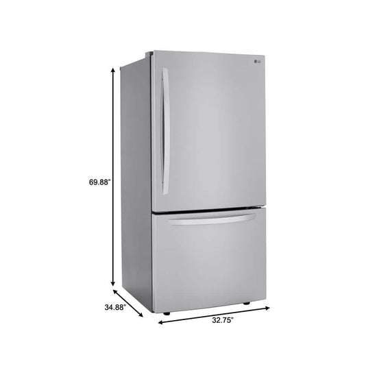LG 33 Inch Bottom Freezer Refrigerator, 26 cu. ft., PrintProof Stainless - LRDCS2603S