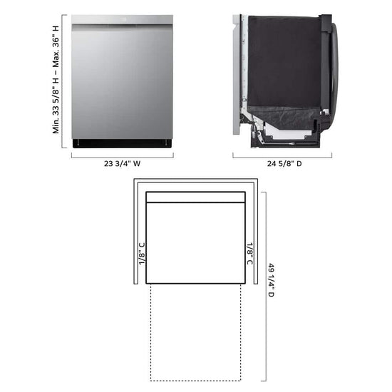 LG 24-inch Top Control Smart Dishwasher, Smudgeproof Stainless Steel - LDPH7972S