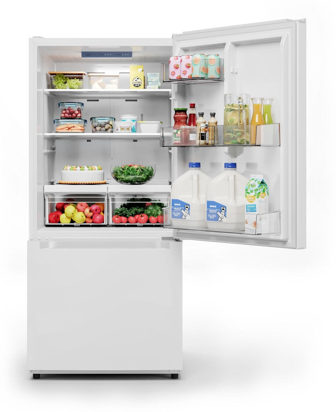 MIDEA 30 INCH BOTTOM MOUNT REFRIGERATOR WITH 18.7 CU. FT. CAPACITY, WHITE - MRB19B7AWW