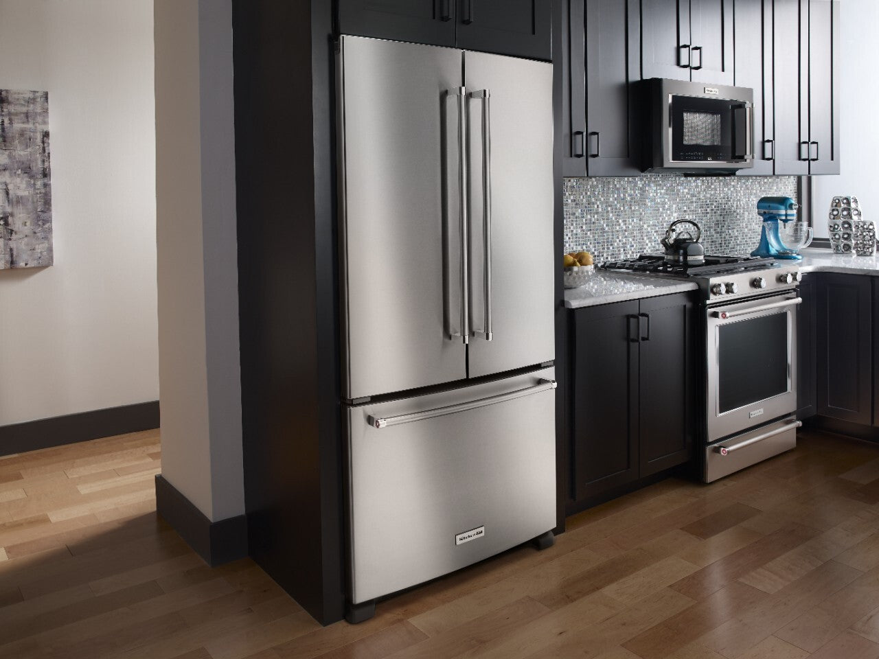 KITCHENAID 36 INCH COUNTER DEPTH FRENCH DOOR REFRIGERATOR, STAINLESS STEEL - KRFC302ESS