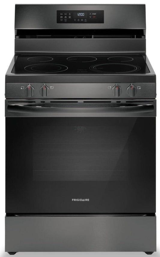 Frigidaire 5.3 Cu. Ft. Electric Range With Air Fry and Convection Bake in Black Stainless Steel - FCRE308CAD