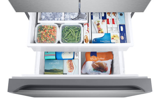 Samsung 33 Inch 24.5 Cu. Ft. French Door Refrigerator with Dual Auto Ice Maker, Stainless Steel - RF25C5151SR/AA