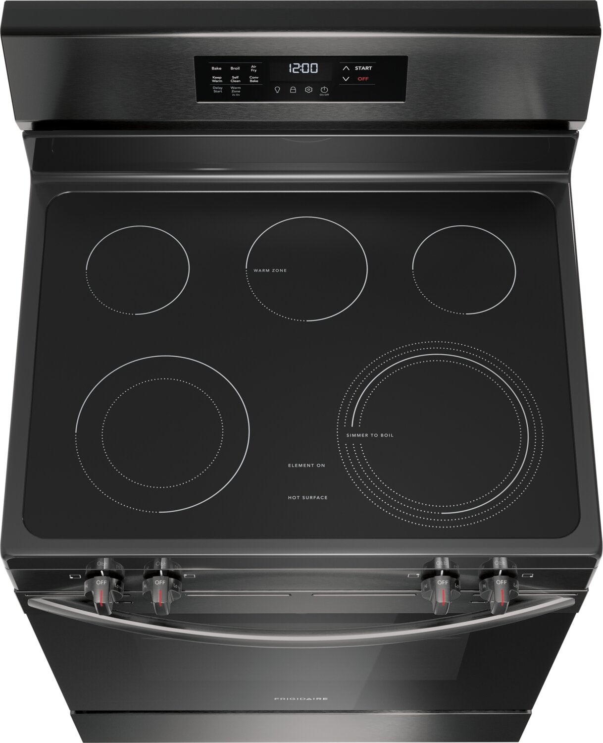 Frigidaire 5.3 Cu. Ft. Electric Range With Air Fry and Convection Bake in Black Stainless Steel - FCRE308CAD