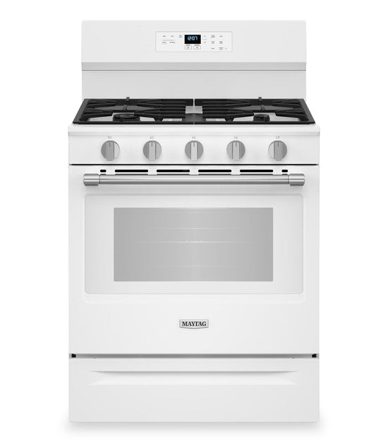 Maytag 5 Cu. Ft. Convection Gas Range with No Preheat Air Fry, White - MFGS6030RW