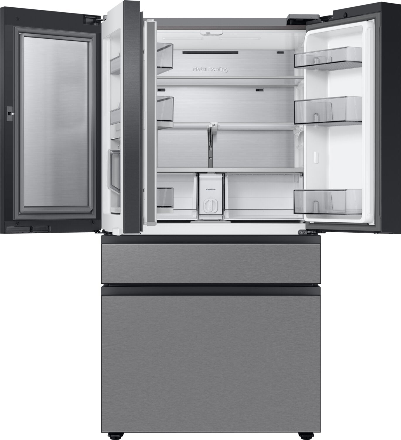 Samsung Bespoke 36 Inch 4-Door Refrigerator with Beverage Centre, Stainless Steel - RF29BB8600QLAA