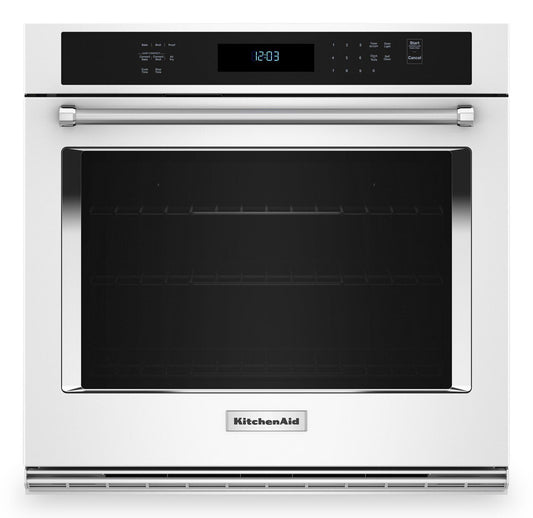 KitchenAid 30 Inch Single Wall Oven with Air Fry, White - KOES530PWH
