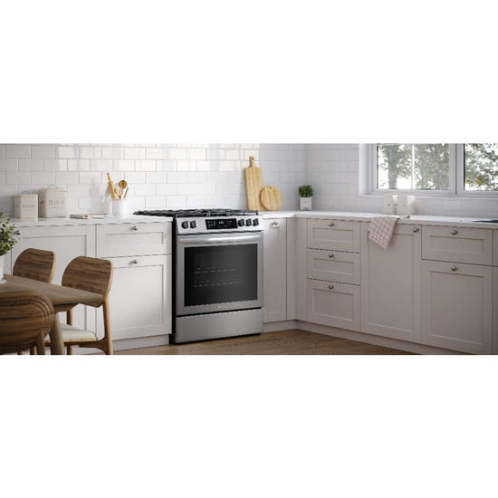 Frigidaire 30 Inch 5-Burner Slide-In Gas Range with Convection, Stainless Steel - FCFG3083AS