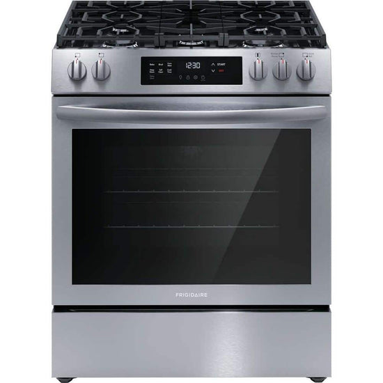 Frigidaire 30 Inch 5-Burner Slide-In Gas Range with Convection, Stainless Steel - FCFG3083AS