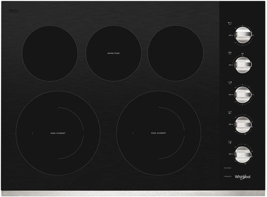 Whirlpool 30 Inch Electric Cooktop with 5 Elements, Ceramic Glass - WCE77US0HS