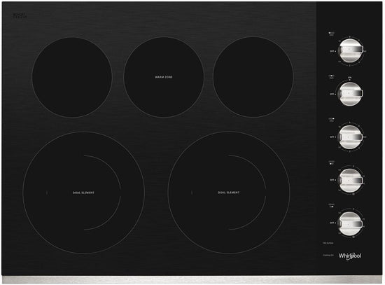Whirlpool 30 Inch Electric Cooktop with 5 Elements, Ceramic Glass - WCE77US0HS